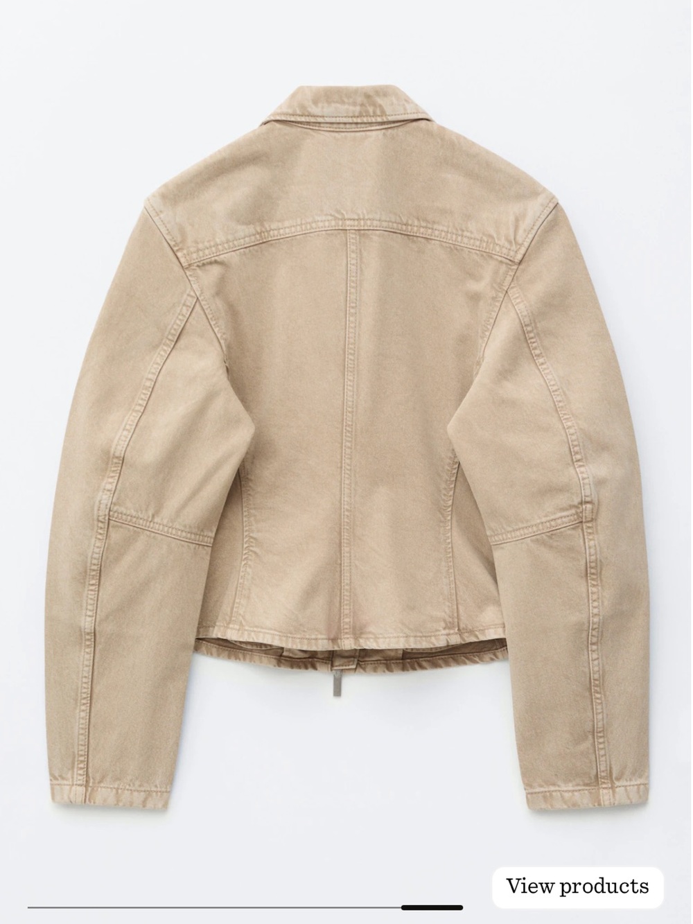 & Other Stories Beige Cotton Denim collared zip up Jacket - Picture 3 of 4